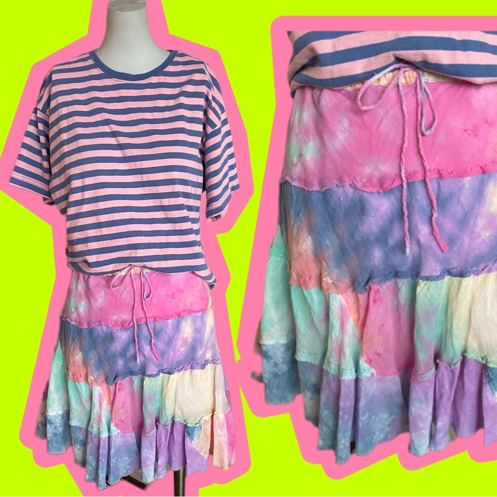 Y2K Tiered Tie Dye Mini Skirt